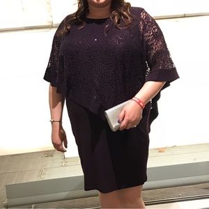 Stunning purple dress, sequin overlay, size 20W from Macy’s